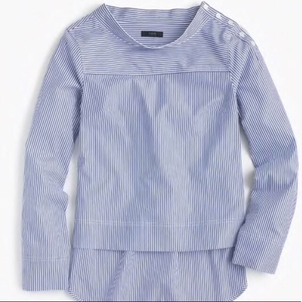 JCrew Funnel Neck Cobalt Stripe Shirt 💕